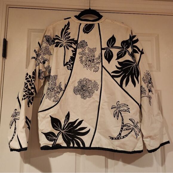 NWT Flashback Vintage white and black floral button up jacket M - Picture 5 of 5